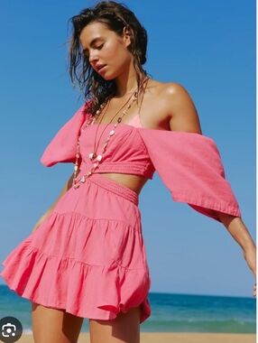 NWT SHE+SKY Hot Pink cutout dress Small/XS